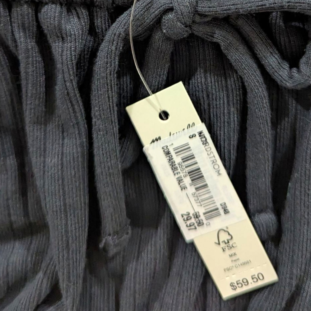 NWT MADEWELL Ribbed Square-Neck Long-Sleeve Top IN BLACK SZ SM - Picture 7 of 16